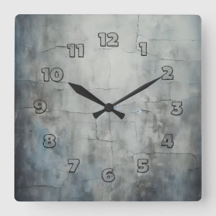alte, rissige Wand Quadratische Wanduhr