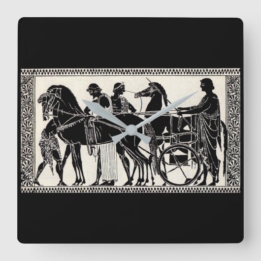 alte römische Männer und Pferde Quadratische Wanduhr (Vorderseite)
