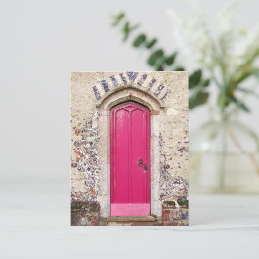 Alte rosa Tür Postkarte (Stehend Vorderseite)