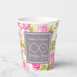 Alte Rose 100. Geburtstagsparty Paper Cup Pappbecher