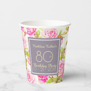 Alte Rose 80. Geburtstagsparty Paper Cup Pappbecher