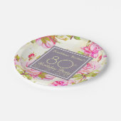 Alte Rose 80. Geburtstagsparty Papierplatte Pappteller (Schrägansicht)