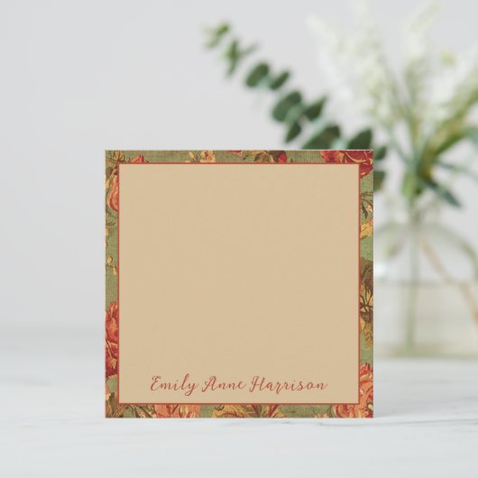 Alte Rose auf der Green Square Note Card Personali (Stehend Vorderseite)