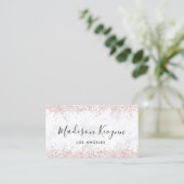 Alte Rose Girly Glitzer modern Visitenkarte (Stehend Vorderseite)
