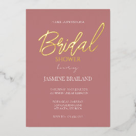 Alte Rose Modernes einfaches Brautparty Gold Folieneinladung