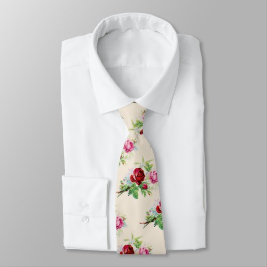 alte Rosen in Elfenbeinfarbe Krawatte (Gebunden)