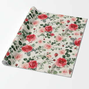 Alte Rosen in Rosa und Rot zum Muttertag Geschenkpapier