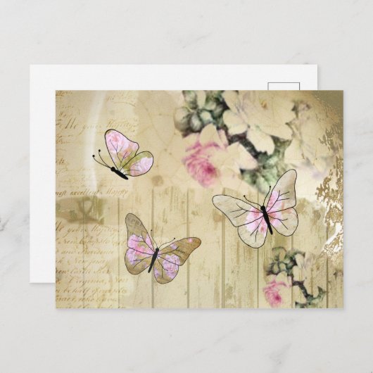 Alte Rosen Postkarte (Vorne/Hinten)