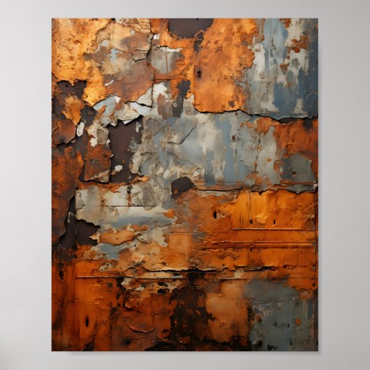 Alte rostfreie Metallstruktur aus Stahl Poster (Vorne)