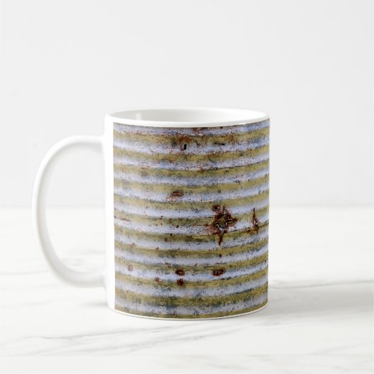 alte, rostige Zinkgrunge-Textur, Vintage Zinkstruk Kaffeetasse (Links)