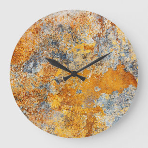 Alte Roststruktur, grunge metallischer Hintergrund Große Wanduhr