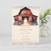 Alte Rotbarsche Rustikale Country Engagement Party Einladung (Stehend Vorderseite)