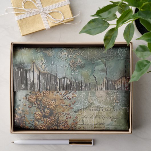 ALTE ROTE BARN IM HERBST DECOUPAGE SEIDENPAPIER (Geschenk)