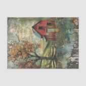 ALTE ROTE BARN IM HERBST DECOUPAGE SEIDENPAPIER (Vorderseite)