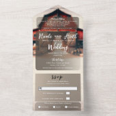 Alte rote Barn Rustikale Hochzeit All In One Einladung (Innen Boden)