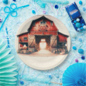 Alte rote Barn Rustikale Hochzeit Pappteller (Party)