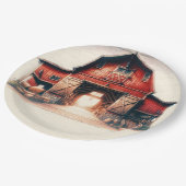 Alte rote Barn Rustikale Hochzeit Pappteller (Schrägansicht)