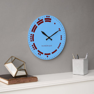 Alte Rote Blaue Mayaziffern Minimalistische Kunst Große Wanduhr