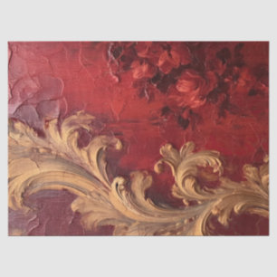 Alte rote bordeauxfarbene Imitate Gold Barockschmu Seidenpapier