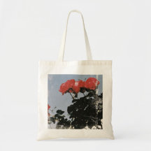 Alte rote Rosen gegen einen blauen Himmel