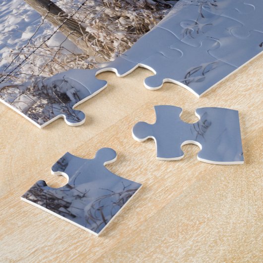 Alte rote Scheune im Winter Wunderland Puzzle (Seite)