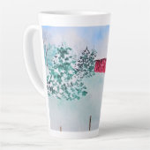 Alte rote Scheune in Schnee Milchtasse (Linke Ecke)