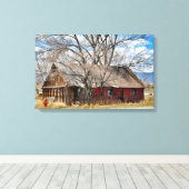 Alte rote Scheune Leinwanddruck (Insitu (Holzboden))