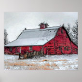 Alte rote Scheune Poster (Vorne)