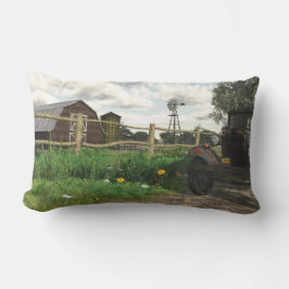 Alte rote Scheunen-und rostiger LKW-lumbales Lendenkissen