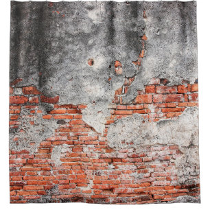Alte rote Ziegelmauer rau aus dem alten Tempel in Duschvorhang