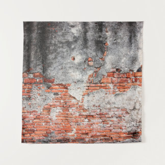 Alte rote Ziegelmauer rau aus dem alten Tempel in Wandteppich