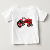 Alte rote Zugmaschine zeichnend Baby T-shirt (Vorderseite)