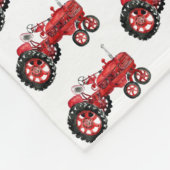 Alte rote Zugmaschine zeichnend Fleecedecke (Ecke)