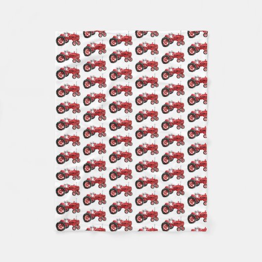 Alte rote Zugmaschine zeichnend Fleecedecke (Vorderseite)