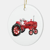 Alte rote Zugmaschine zeichnend Karte Keramik Ornament (Links)