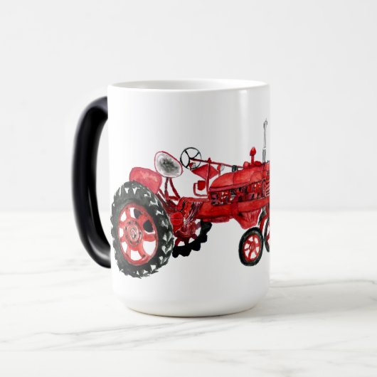 Alte rote Zugmaschine zeichnend Verwandlungstasse (Vorderseite Links)