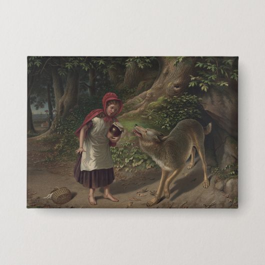 Alte Rotkäppchen-Märchenkunst Button (Vorderseite)