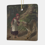 Alte Rotkäppchen-Märchenkunst Keramikornament (Links)