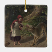 Alte Rotkäppchen-Märchenkunst Keramikornament (Rückseite)