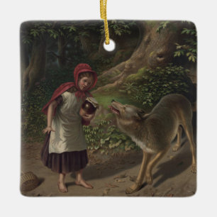 Alte Rotkäppchen-Märchenkunst Keramikornament