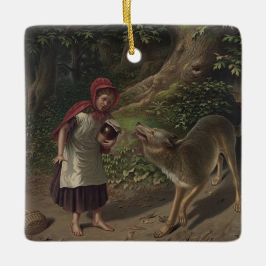 Alte Rotkäppchen-Märchenkunst Keramikornament (Vorderseite)