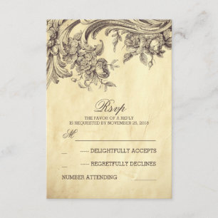 Alte RSVP-Karten für Hochzeiten RSVP Karte