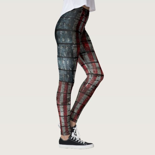 Alte rustikale amerikanische Flagge Leggings (Rechts)