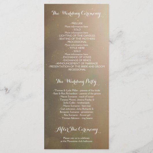 Alte rustikale Bäume Herz Hochzeitsprogramme Programm (Rückseite)