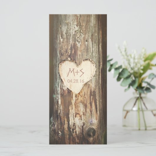 Alte rustikale Bäume Herz Hochzeitsprogramme Programm (Stehend Vorderseite)