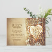 alte rustikale Baumherz Probe Einladungen (Stehend Vorderseite)