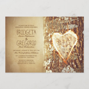 alte rustikale Baumherz Probe Einladungen