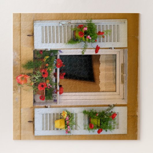 Alte Rustikale Dorffenster Blume Pools Puzzle (Horizontal)