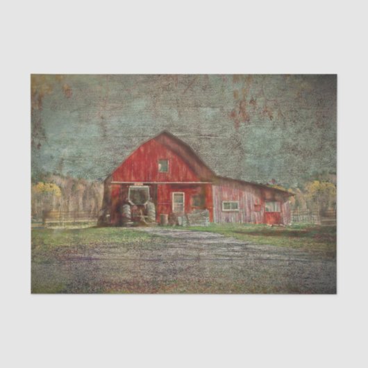 Alte rustikale rote Textur Scheune im Vintage Stil Seidenpapier (Vorderseite)