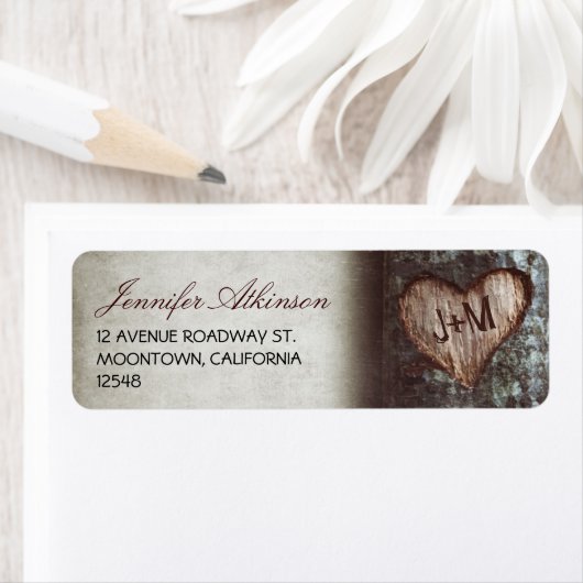 alte rustikale Rücksendeadressen-Aufkleber (Insitu)